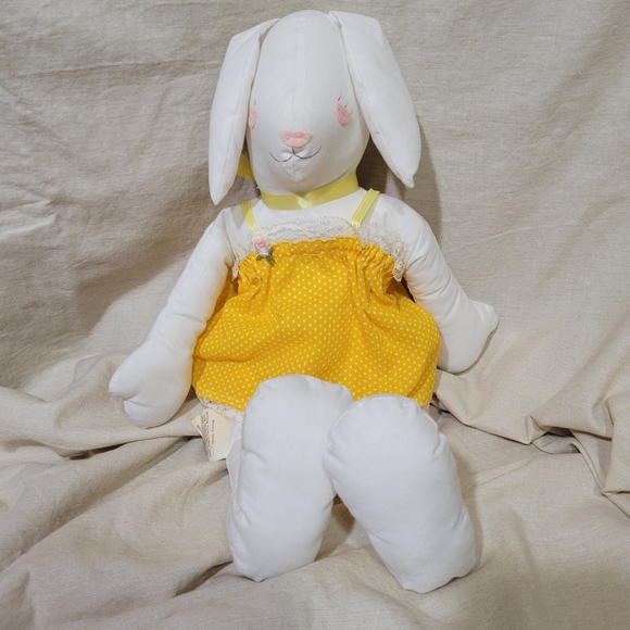 Overly-Raker Vintage FancyWorks Friends Hand Made Plush Bunnies Boy & Girl Set - Picture 9 of 9